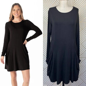 Betabrand Sweatshirt Jersey Travel‎ Dress Black